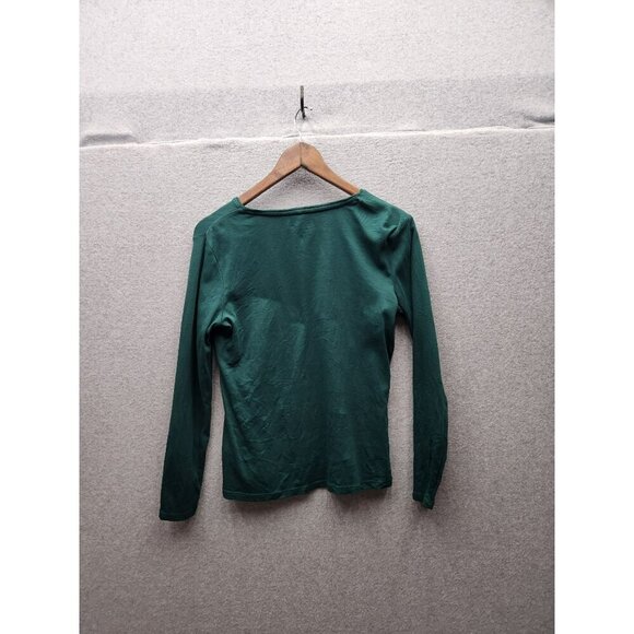 Charter Club Pima Cotton Long-Sleeve Green Womens Top Size M - Picture 3 of 3